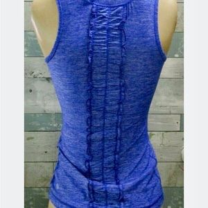 Lululemon Heathered Blue Dash Ruffle Back Tank
